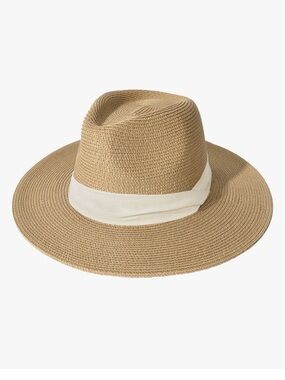 Tan Straw Sun Hat with Cream Band